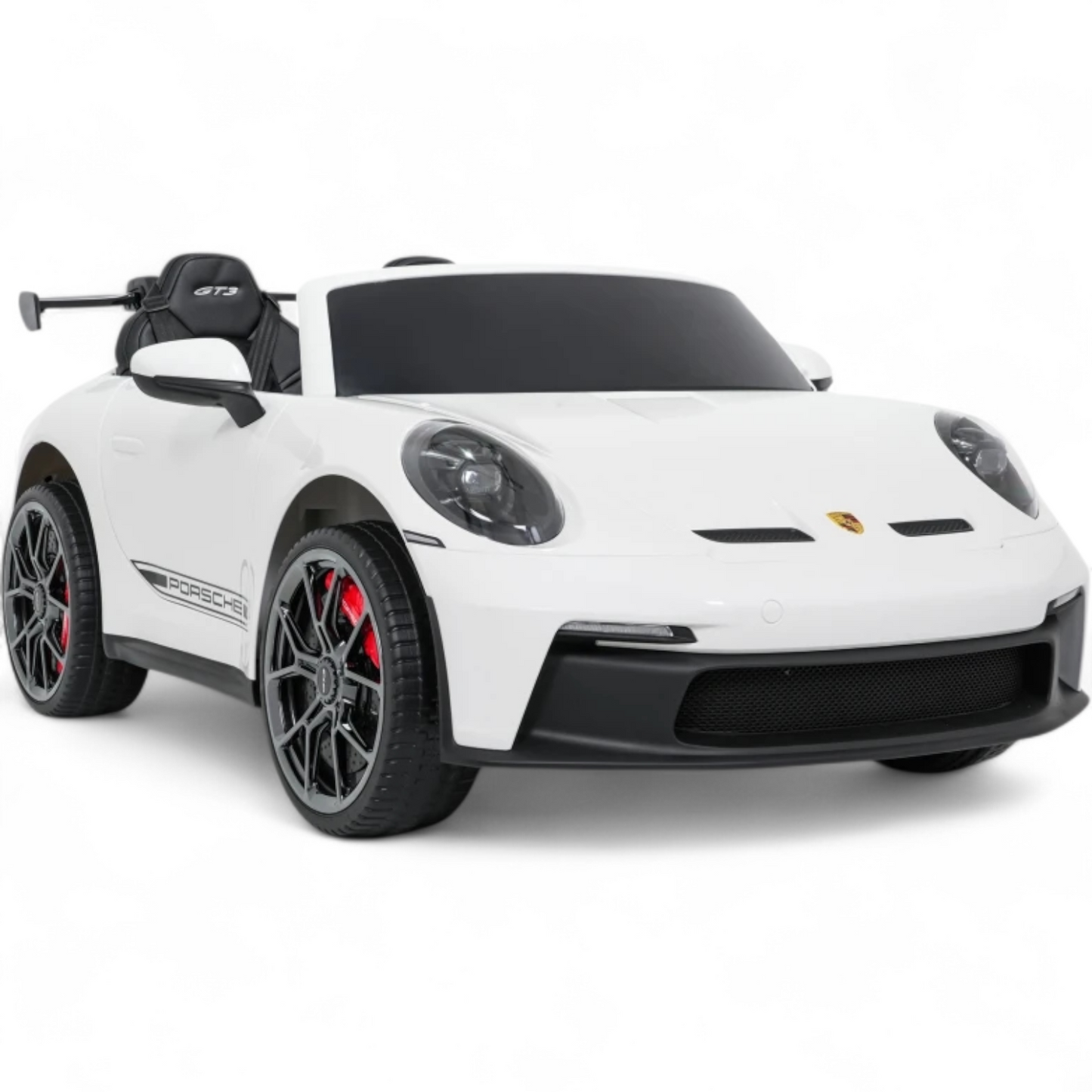 Carro Elétrico para Criança Porsche 911 GT3 24v STRONG XXL Branco c/ Rodas de Borracha e Assento em Pele E Veludo