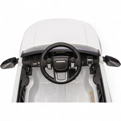 Carro Elétrico para Criança RANGE ROVER DISCOVERY 12v Branco c/ RODAS DE BORRACHA & ASSENTO EM PELE