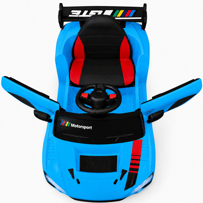 Carro Elétrico para Criança R8 Style 12v Azul c/ RODAS DE BORRACHA & ASSENTO EM PELE