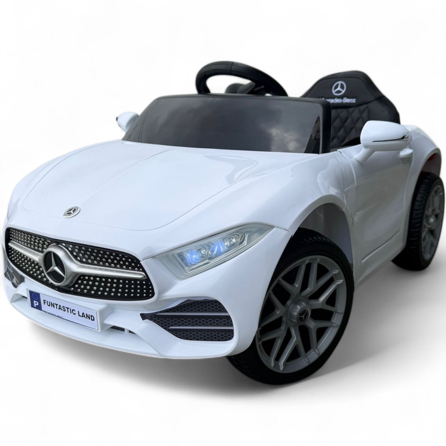 Carro Elétrico para criança MERCEDES CLS 350 12v BRANCO c/ RODAS DE BORRACHA & ASSENTO EM PELE