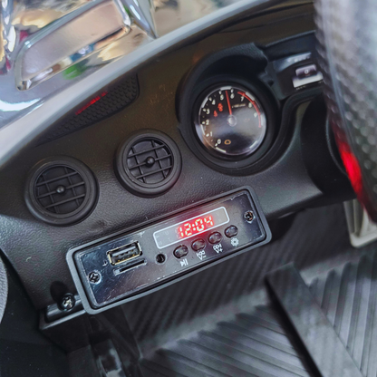 Carro Elétrico para Criança MERCEDES GTR MINI 12v BATERIA DE LITIO Preto c/ RODAS DE BORRACHA & ASSENTO EM PELE