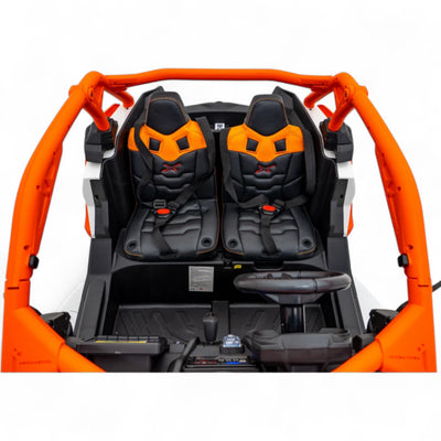 Carro Elétrico para Criança CAN-AM MAVERICK TURBO RR 4x4 24v Laranja c/ RODAS DE BORRACHA & ASSENTO EM PELE