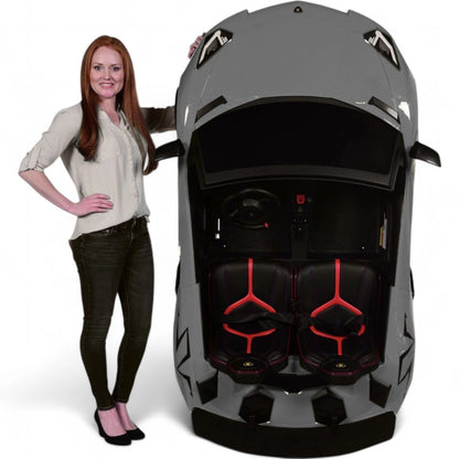 Carro elétrico para Criança Lamborghini Aventador SV Cinza c/ rodas de borracha e assento em pele