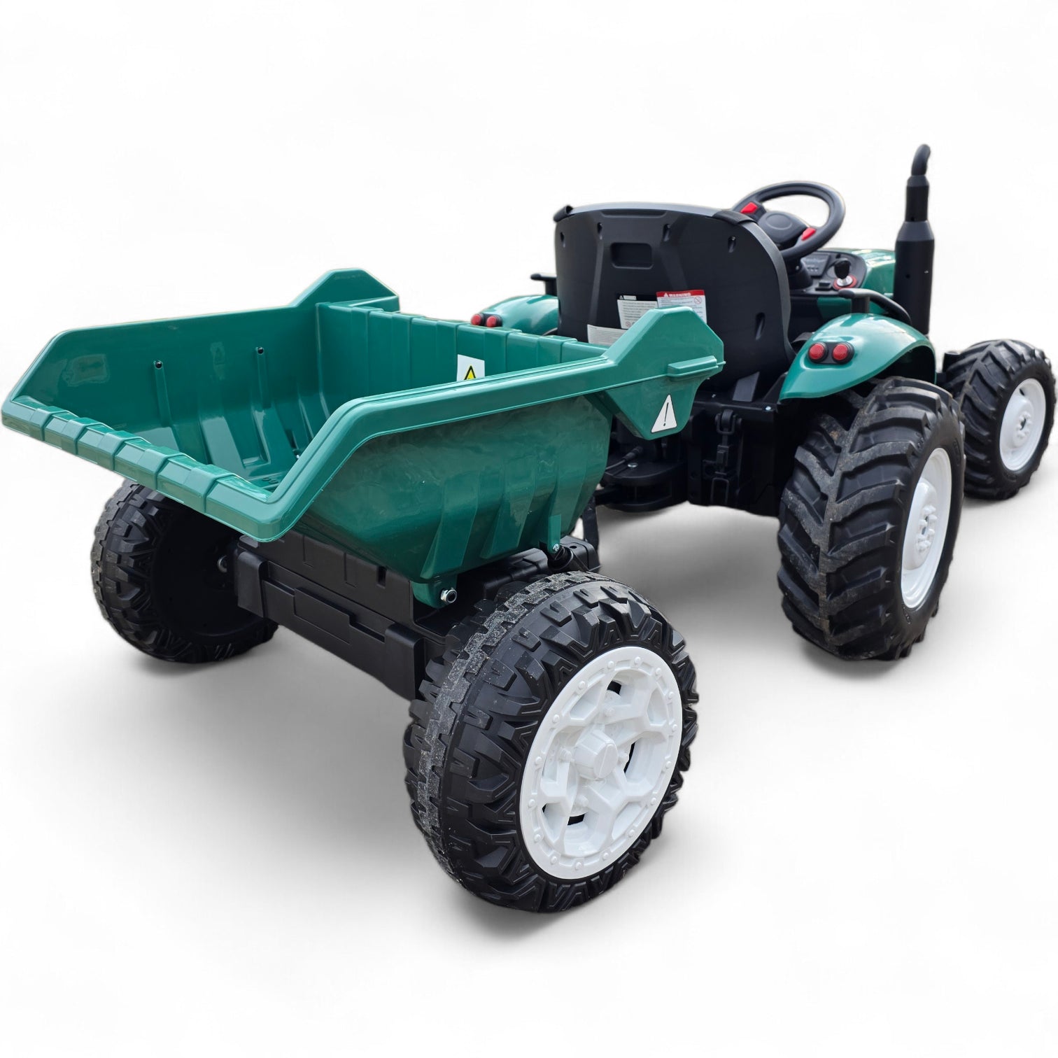 Trator Elétrico para Criança GROW c/ Atrelado 24v Verde Escuro c/ RODAS DE BORRACHA