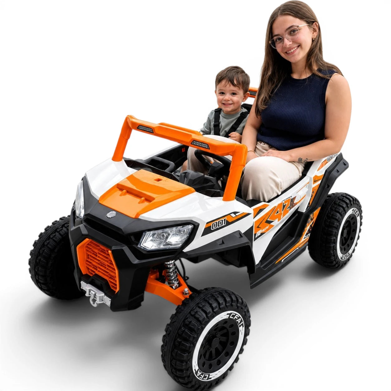 Carro Elétrico para Criança BUGGY PULSATING 4x4 24v Laranja c/ RODAS DE BORRACHA & ASSENTO EM PELE