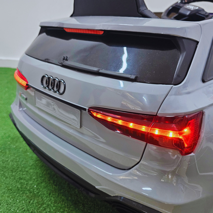 Carro Elétrico para Criança AUDI RS6 12v BATERIA DE LÍTIO Cinza c/ RODAS DE BORRACHA & ASSENTO EM PELE