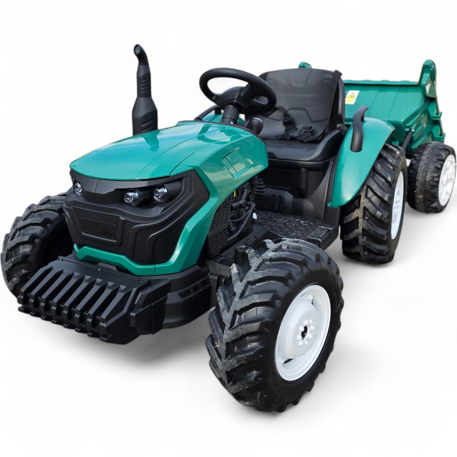 Trator Elétrico para Criança GROW c/ Atrelado 24v Verde Escuro c/ RODAS DE BORRACHA