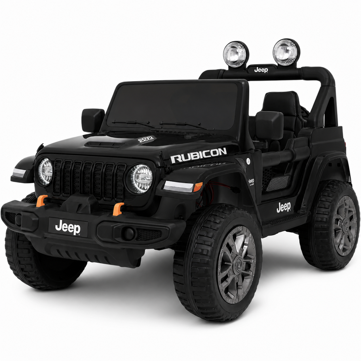 Carro Elétrico para Criança JEEP RUBICON 4x4 24v Preto c/ RODAS DE BORRACHA & ASSENTO EM PELE