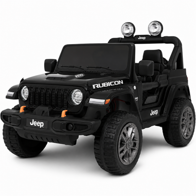 Carro Elétrico para Criança JEEP RUBICON 4x4 24v Preto c/ RODAS DE BORRACHA & ASSENTO EM PELE