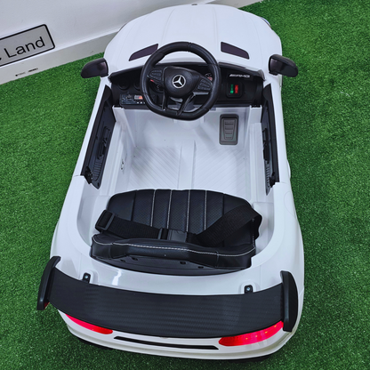 Carro Elétrico para Criança MERCEDES GTR MINI 12v BATERIA DE LITIO Branco c/ RODAS DE BORRACHA & ASSENTO EM PELE