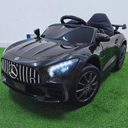 Carro Elétrico para Criança MERCEDES GTR MINI 12v BATERIA DE LITIO Preto c/ RODAS DE BORRACHA & ASSENTO EM PELE