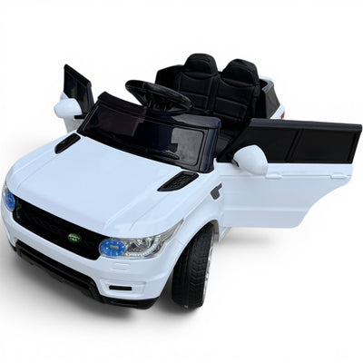 Carro Elétrico para Criança Rover Style 12v Branco c/ RODAS DE BORRACHA & ASSENTO EM PELE