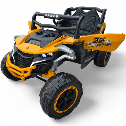 Carro Elétrico para Criança Buggy Speed Amarelo 4x4 12v c/ RODAS DE BORRACHA & ASSENTO EM PELE