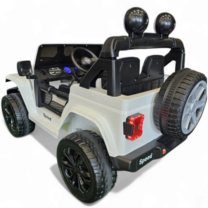 Carro Elétrico para Criança SPEED WRANGLER 4x4 Branco 12v c/ RODAS DE BORRACHA & ASSENTO EM PELE