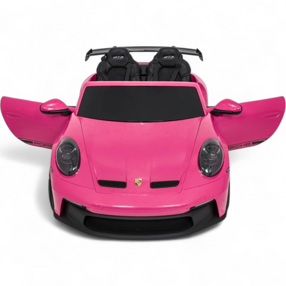 Carro Elétrico para Criança Porsche 911 GT3 24v STRONG XXL Rosa c/ Rodas de Borracha e Assento em Pele E Veludo