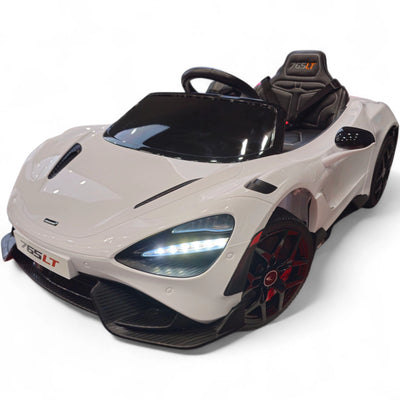 Carro Elétrico para Criança McLaren 765LT 12v Branco c/ RODAS DE BORRACHA & ASSENTO EM PELE