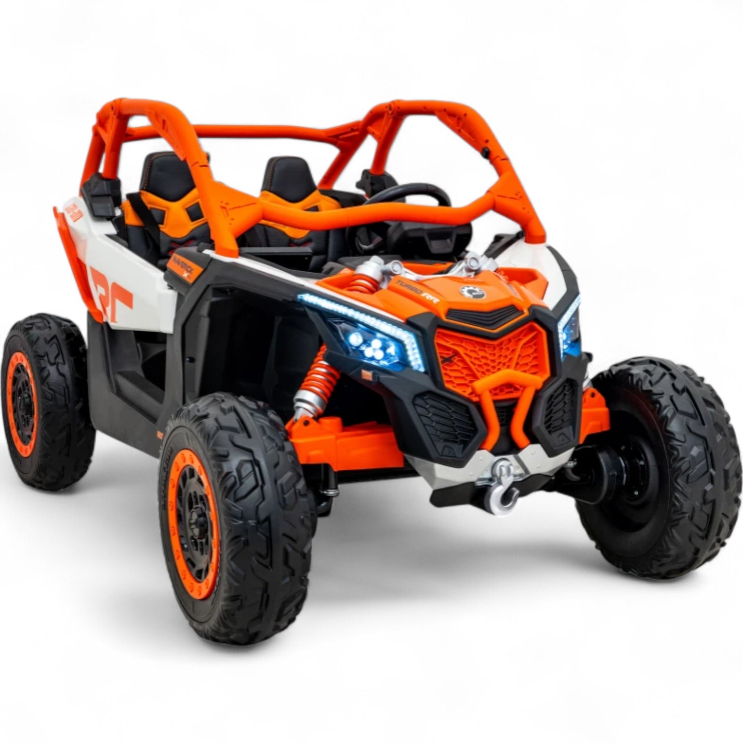 Carro Elétrico para Criança CAN-AM MAVERICK TURBO RR 4x4 24v Laranja c/ RODAS DE BORRACHA & ASSENTO EM PELE