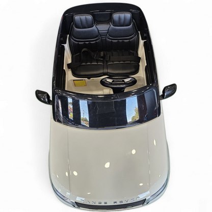 Carro elétrico para criança RANGE ROVER SV Branco 2 Lugares 24v MP4 c/ RODAS DE BORRACHA & ASSENTO EM PELE