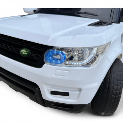 Carro Elétrico para Criança Rover Style 12v Branco c/ RODAS DE BORRACHA & ASSENTO EM PELE