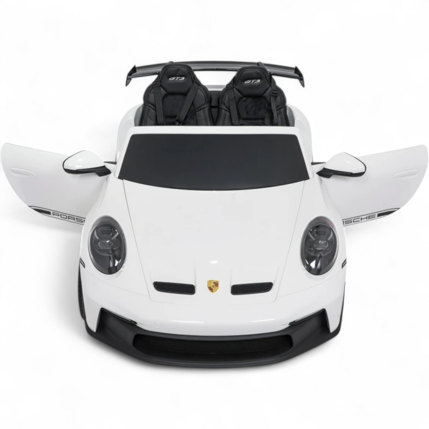 Carro Elétrico para Criança Porsche 911 GT3 24v STRONG XXL Branco c/ Rodas de Borracha e Assento em Pele E Veludo