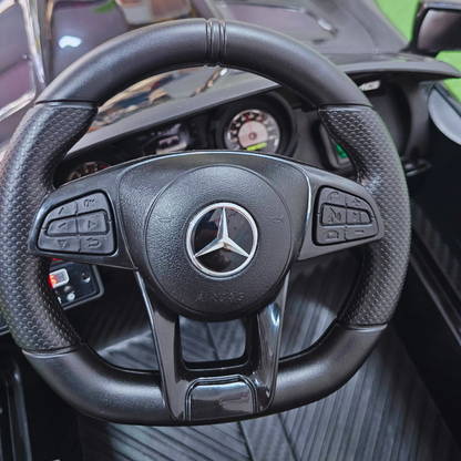 Carro Elétrico para Criança MERCEDES GTR MINI 12v BATERIA DE LITIO Preto c/ RODAS DE BORRACHA & ASSENTO EM PELE