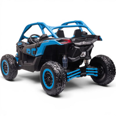 Carro Elétrico para Criança CAN-AM MAVERICK TURBO RR 4x4 24v Azul c/ RODAS DE BORRACHA & ASSENTO EM PELE