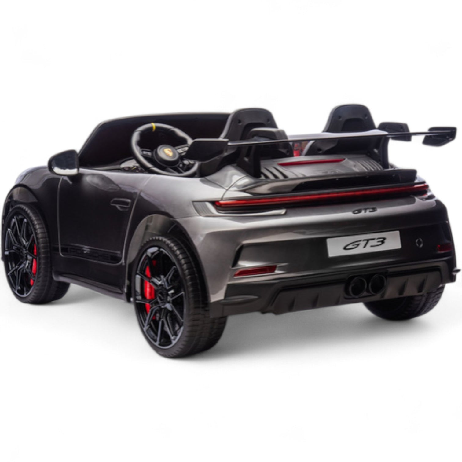 Carro Elétrico para Criança PORSCHE 911 GT3 24v STRONG XXL Cinza Metalizado c/ RODAS DE BORRACHA & ASSENTO EM PELE E VELUDO