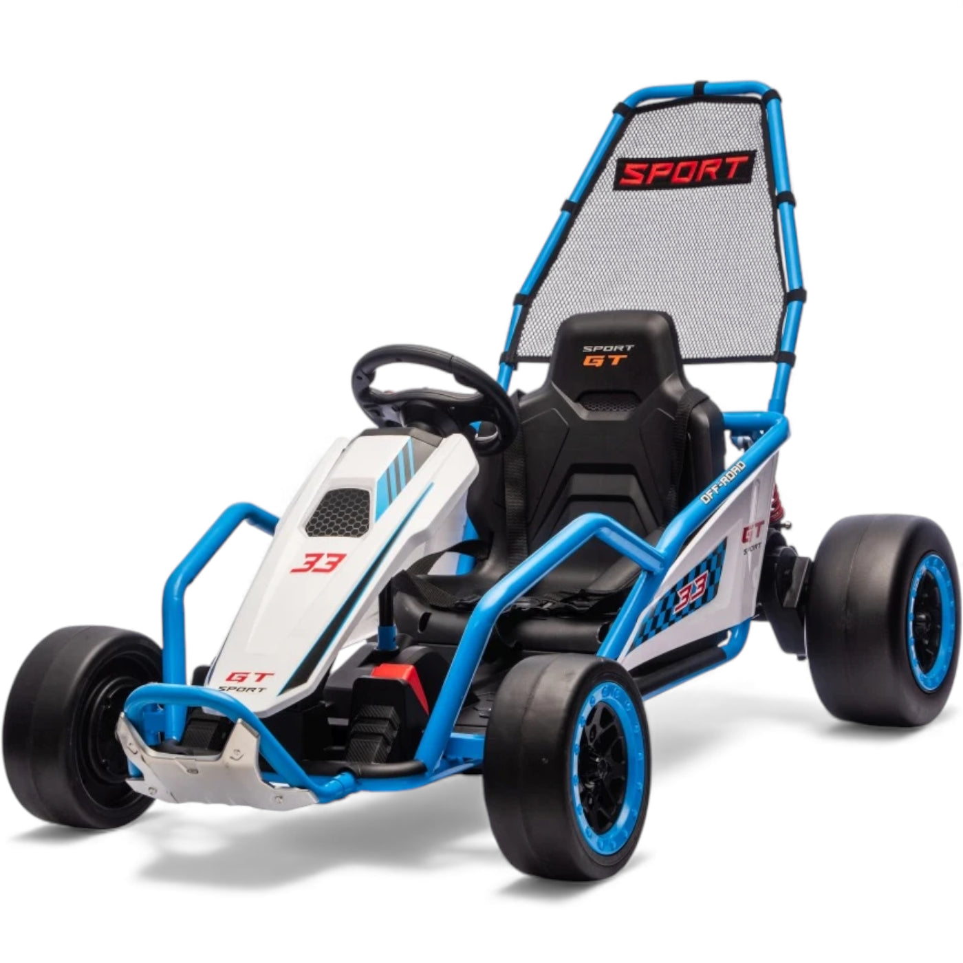 Kart Elétrico para Criança TORNADO 24v DRIFT Azul c/ Rodas de Borracha* & Assento em Pele