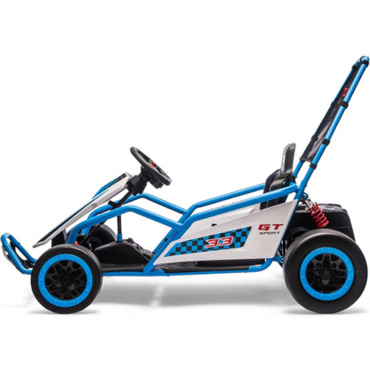 Kart Elétrico para Criança TORNADO 24v DRIFT Azul c/ Rodas de Borracha* & Assento em Pele