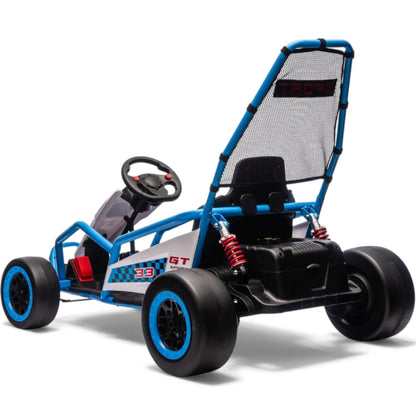 Kart Elétrico para Criança TORNADO 24v DRIFT Azul c/ Rodas de Borracha* & Assento em Pele