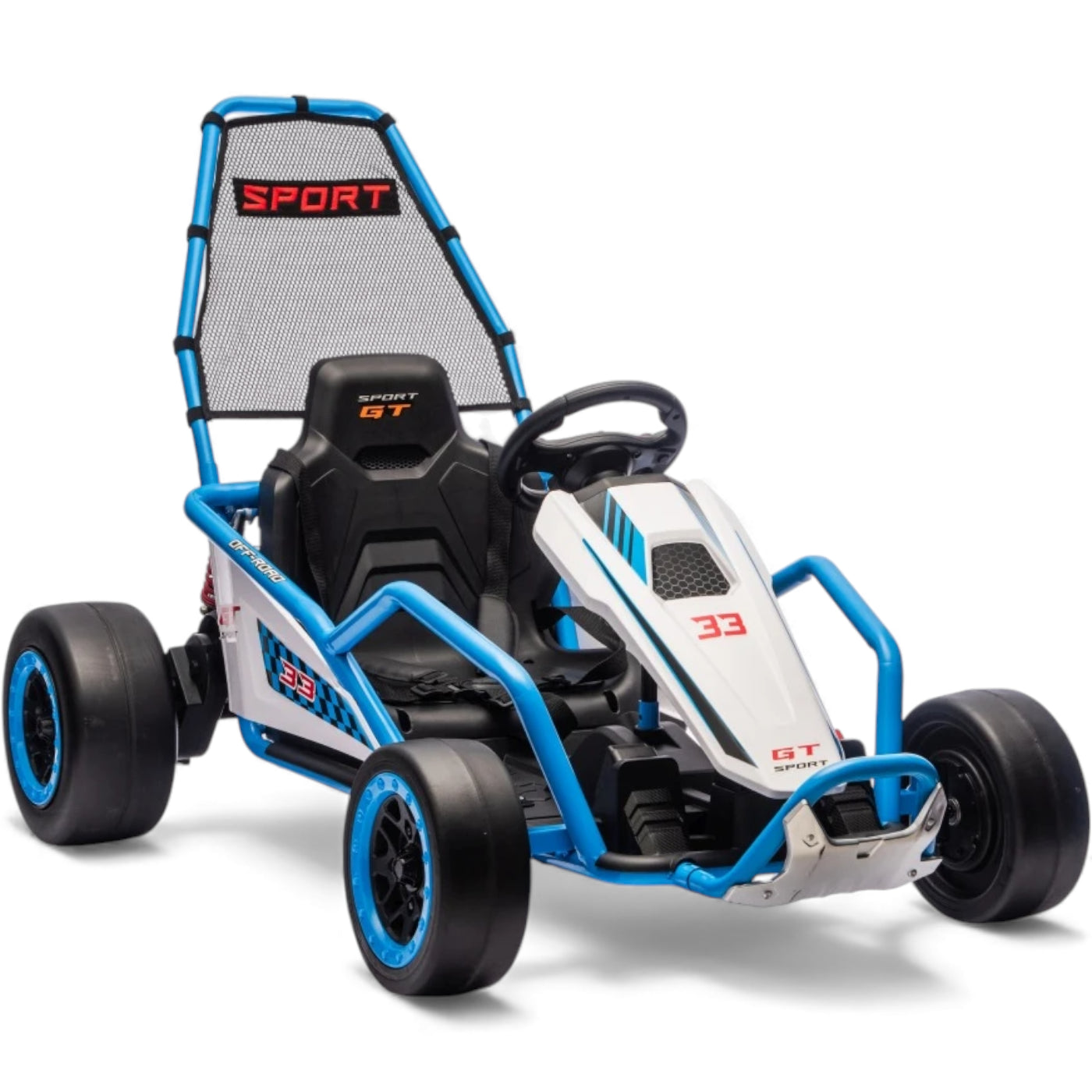 Kart Elétrico para Criança TORNADO 24v DRIFT Azul c/ Rodas de Borracha* & Assento em Pele