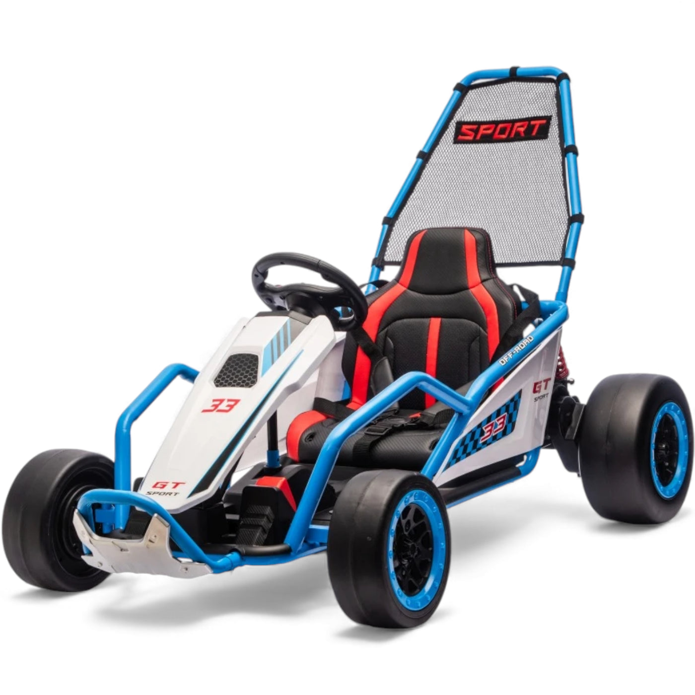 Kart Elétrico para Criança TORNADO 24v DRIFT Azul c/ Rodas de Borracha* & Assento em Pele
