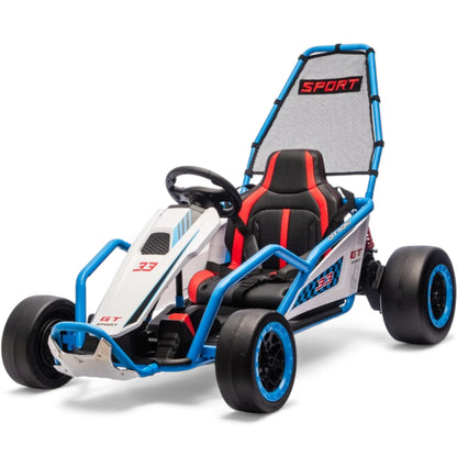 Kart Elétrico para Criança TORNADO 24v DRIFT Azul c/ Rodas de Borracha* & Assento em Pele
