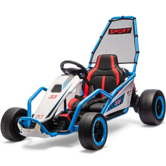 Kart Elétrico para Criança TORNADO 24v DRIFT Azul c/ Rodas de Borracha* & Assento em Pele