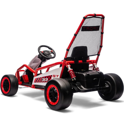 Kart Elétrico para Criança TORNADO 24v DRIFT Vermelho c/ Rodas de Borracha* & Assento em Pele