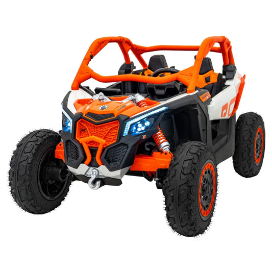 Carro Elétrico para Criança CAN-AM MAVERICK TURBO RR 4x4 24v Laranja c/ RODAS DE BORRACHA & ASSENTO EM PELE