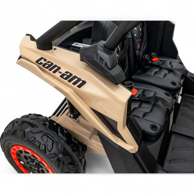 Carro Elétrico para Criança CAN-AM MAVERICK TURBO RR 4x4 24v Caqui c/ RODAS DE BORRACHA & ASSENTO EM PELE
