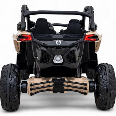 Carro Elétrico para Criança CAN-AM MAVERICK TURBO RR 4x4 24v Caqui c/ RODAS DE BORRACHA & ASSENTO EM PELE