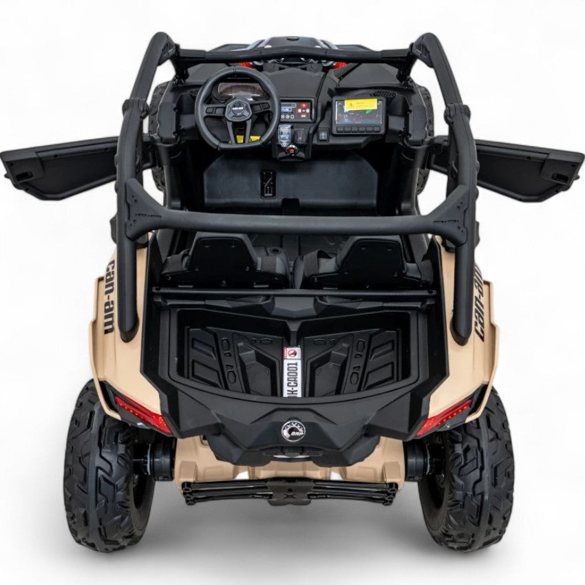 Carro Elétrico para Criança CAN-AM MAVERICK TURBO RR 4x4 24v Caqui c/ RODAS DE BORRACHA & ASSENTO EM PELE