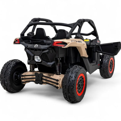 Carro Elétrico para Criança CAN-AM MAVERICK TURBO RR 4x4 24v Caqui c/ RODAS DE BORRACHA & ASSENTO EM PELE