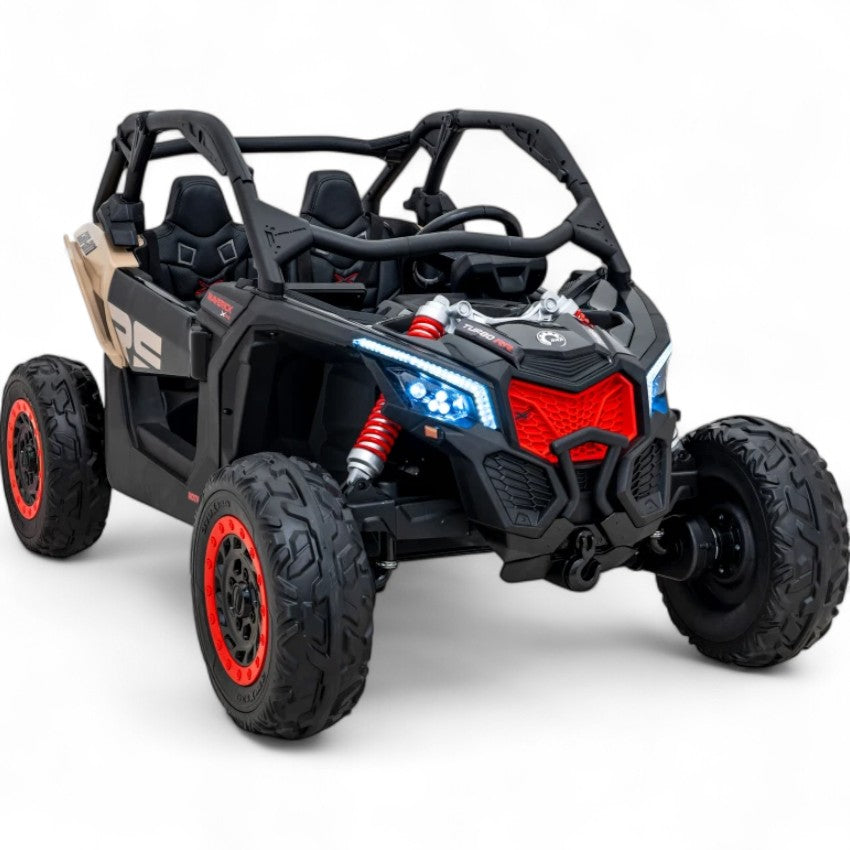 Carro Elétrico para Criança CAN-AM MAVERICK TURBO RR 4x4 24v Caqui c/ RODAS DE BORRACHA & ASSENTO EM PELE