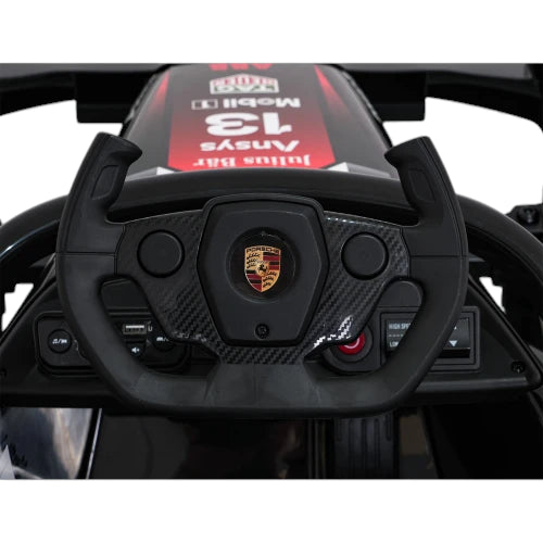 Carro elétrico para Criança Porsche Formula E c/ rodas de borracha e assento em pele