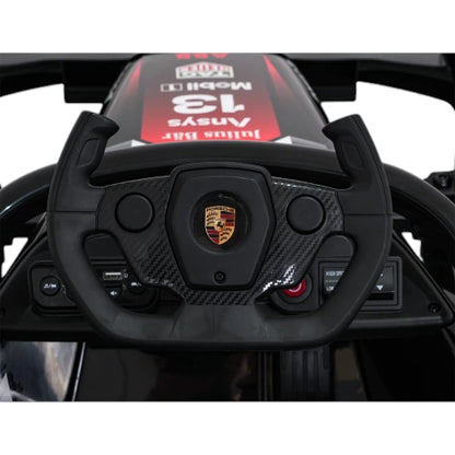 Carro elétrico para Criança Porsche Formula E c/ rodas de borracha e assento em pele