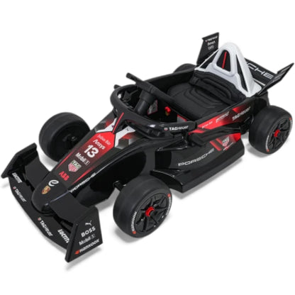 Carro elétrico para Criança Porsche Formula E c/ rodas de borracha e assento em pele