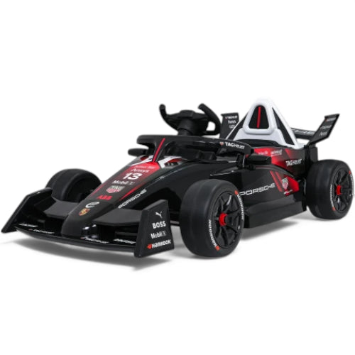 Carro elétrico para Criança Porsche Formula E c/ rodas de borracha e assento em pele