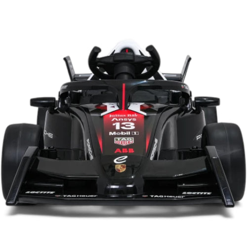 Carro elétrico para Criança Porsche Formula E c/ rodas de borracha e assento em pele