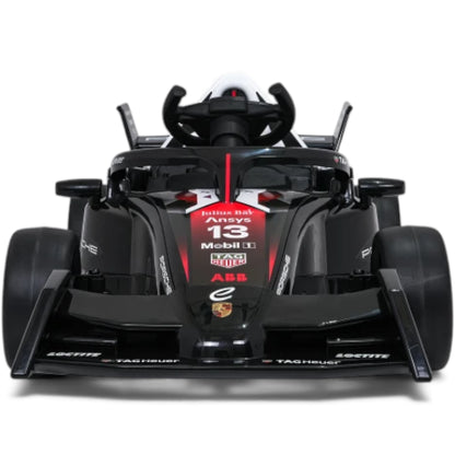 Carro elétrico para Criança Porsche Formula E c/ rodas de borracha e assento em pele