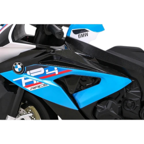 Moto Elétrica para Criança BMW HP4 12v Azul c/ Rodas de Borracha & Assento em Pele