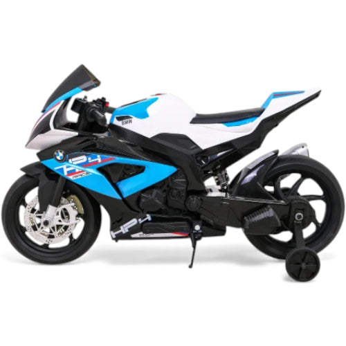 Moto Elétrica para Criança BMW HP4 12v Azul c/ Rodas de Borracha & Assento em Pele