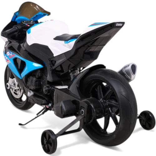 Moto Elétrica para Criança BMW HP4 12v Azul c/ RODAS DE BORRACHA & ASSENTO EM PELE